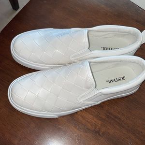 JustFab white slip on sneaker